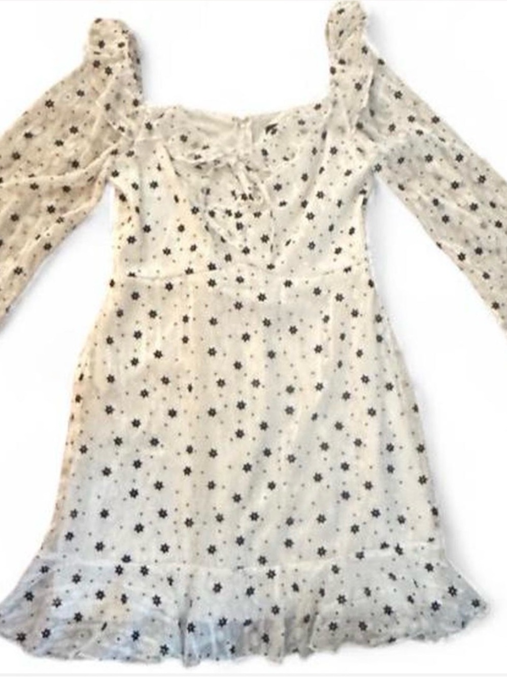 City Studio Cream Sheer Dress with Black Floral Dots